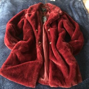 Magenta faux fur coat